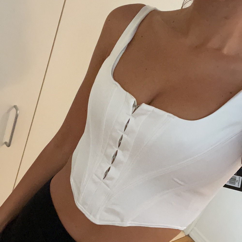 White bustier top